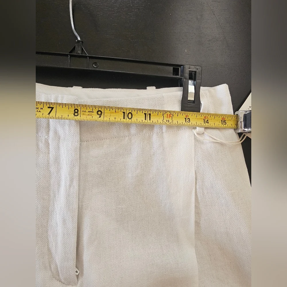 NWT ZARA Ivory Linen Blend Wide Leg Pants Size S High Waist Flowy Pockets Chic